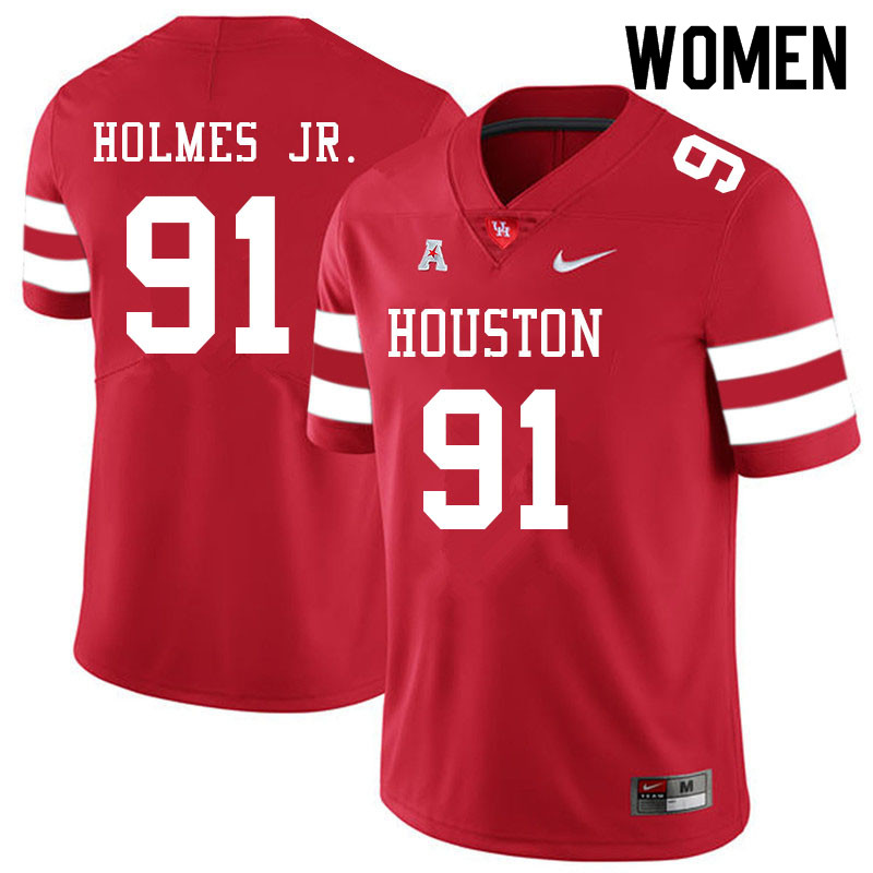 Women #91 Anthony Holmes Jr. Houston Cougars College Football Jerseys Sale-Red - Click Image to Close